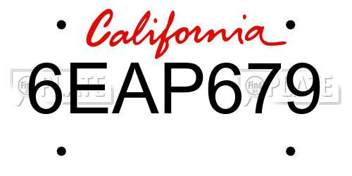 6EAP679 California License Plate