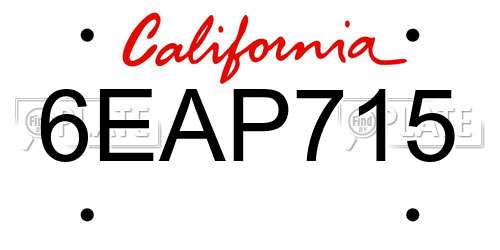 6EAP715 California License Plate