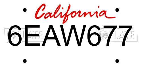 6EAW677 California License Plate