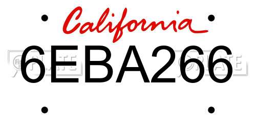 6EBA266 California License Plate