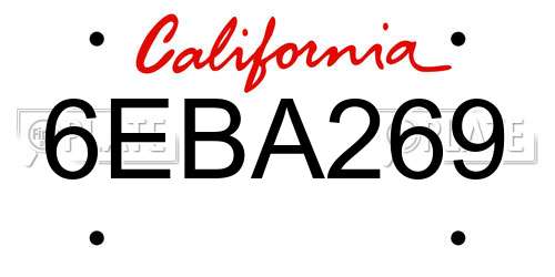 6EBA269 California License Plate