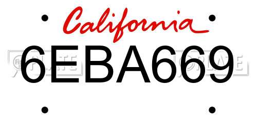 6EBA669 California License Plate