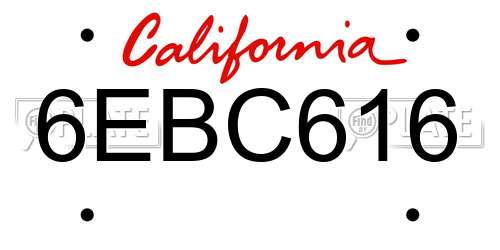 6EBC616 California License Plate