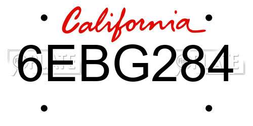 6EBG284 California License Plate