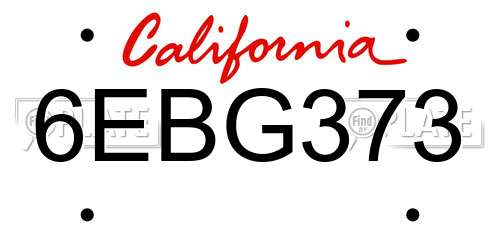 6EBG373 California License Plate