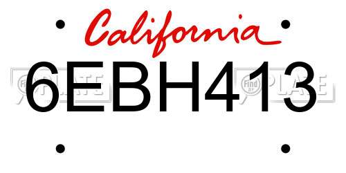 6EBH413 California License Plate