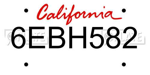 6EBH582 California License Plate