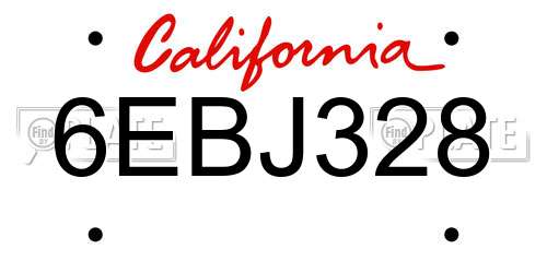 6EBJ328 California License Plate