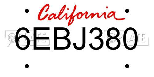 6EBJ380 California License Plate