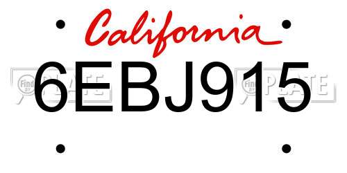6EBJ915 California License Plate