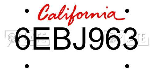 6EBJ963 California License Plate