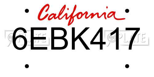 6EBK417 California License Plate