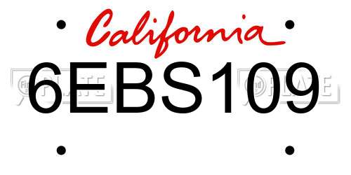 6EBS109 California License Plate