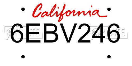 6EBV246 California License Plate