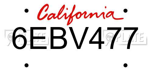 6EBV477 California License Plate