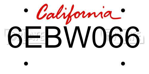 6EBW066 California License Plate