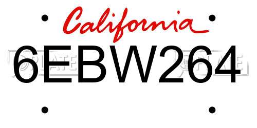 6EBW264 California License Plate