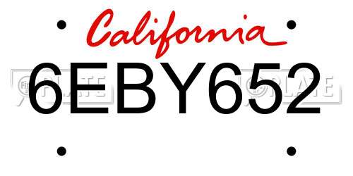 6EBY652 California License Plate