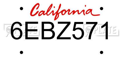 6EBZ571 California License Plate