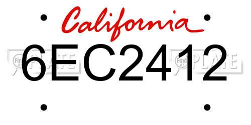 6EC2412 California License Plate
