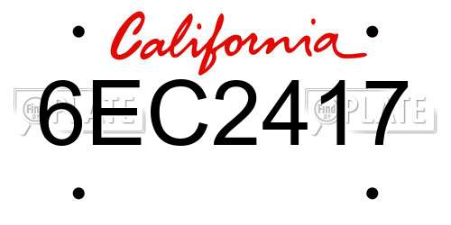 6EC2417 California License Plate