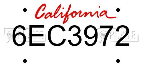 6EC3972 California License Plate