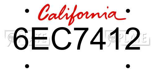 6EC7412 California License Plate