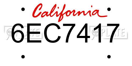 6EC7417 California License Plate