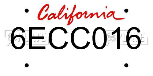 6ECC016 California License Plate