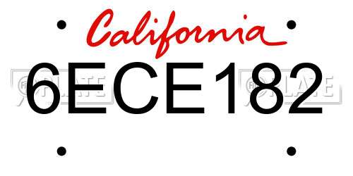 6ECE182 California License Plate