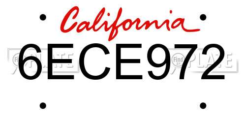 6ECE972 California License Plate
