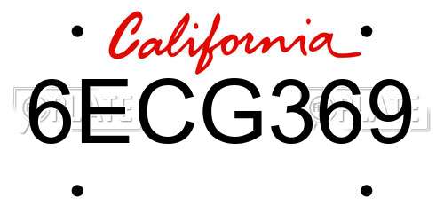 6ECG369 California License Plate
