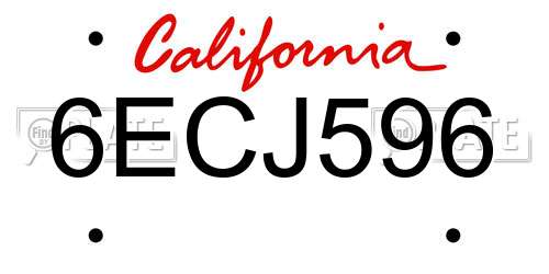 6ECJ596 California License Plate