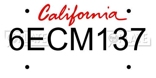 6ECM137 California License Plate