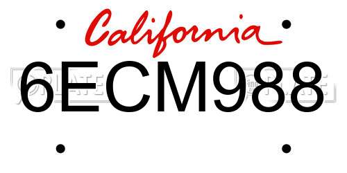 6ECM988 California License Plate