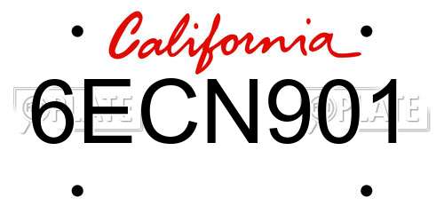 6ECN901 California License Plate