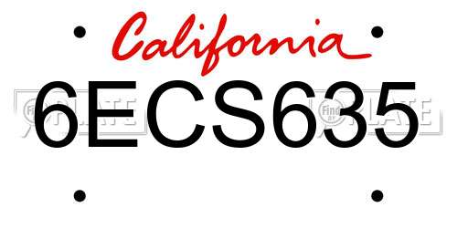 6ECS635 California License Plate