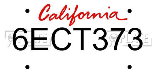 6ECT373 California License Plate