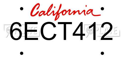 6ECT412 California License Plate