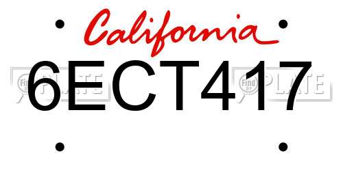 6ECT417 California License Plate