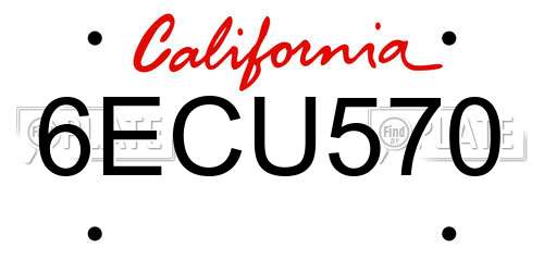 6ECU570 California License Plate