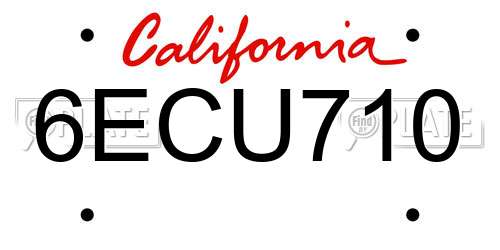 6ECU710 California License Plate