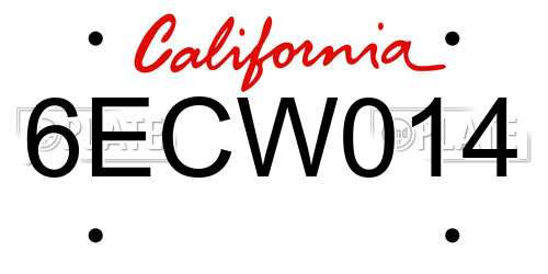 6ECW014 California License Plate