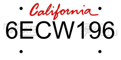 6ECW196 California License Plate