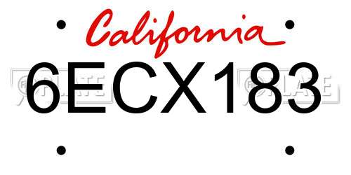 6ECX183 California License Plate