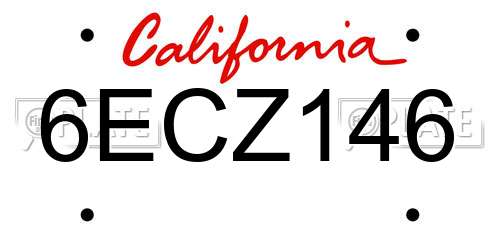 6ECZ146 California License Plate