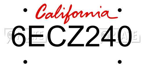 6ECZ240 California License Plate