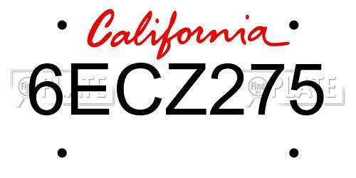 6ECZ275 California License Plate