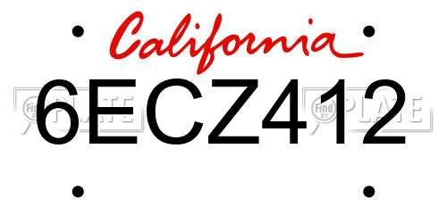 6ECZ412 California License Plate
