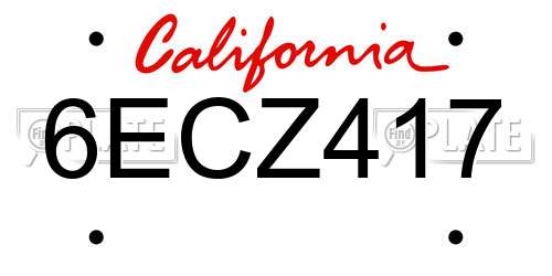 6ECZ417 California License Plate